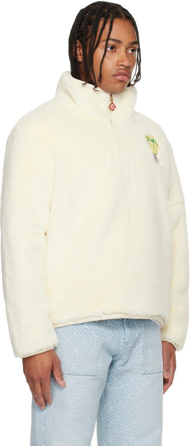 Jacka Casablanca Faux Fur Half-Zip Jacket Vit | M-AW25-OT-228-01, 3