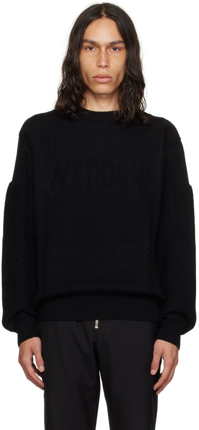 Sweater We11done We11done Square Patch Sweater Svart | WD-KT3-23-643-U-BK