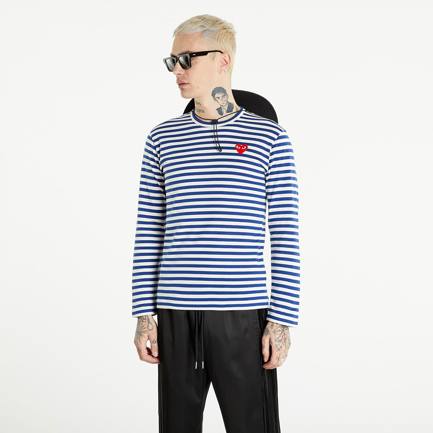 T-shirt Comme des Garçons PLAY Long Sleeve Tee Navy/ White Blå | AZT164 navy, 0