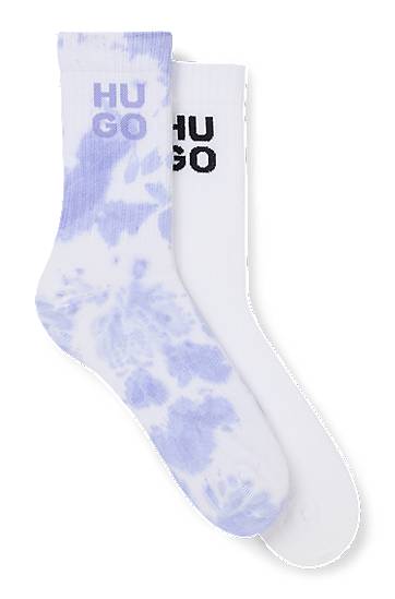 Strumpor BOSS Two-Pack of Ribbed Short Socks with Stacked HUGO Logos Purpur | 50537570, 0