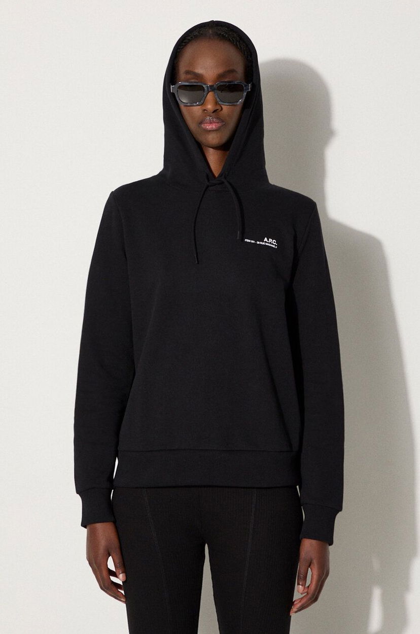 Sweatshirt A.P.C. Hoodie With Hood Svart | COEAS.F27674