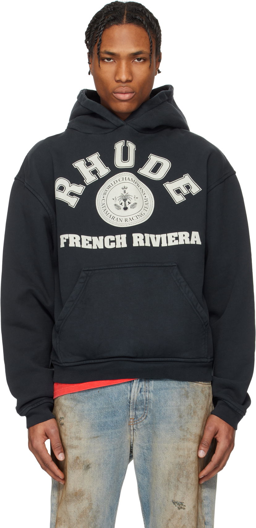 Sweatshirt Rhude Rhude 'French Riviera' Graphic Hoodie Svart | RHPS25HO04012