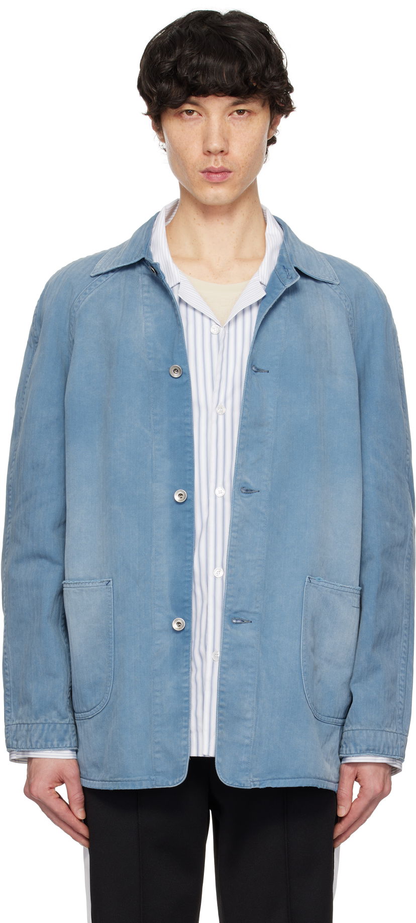 Jacka Maison Margiela Maison Margiela Distressed Caban Denim Jacket Blå | S50AM0635 M30024
