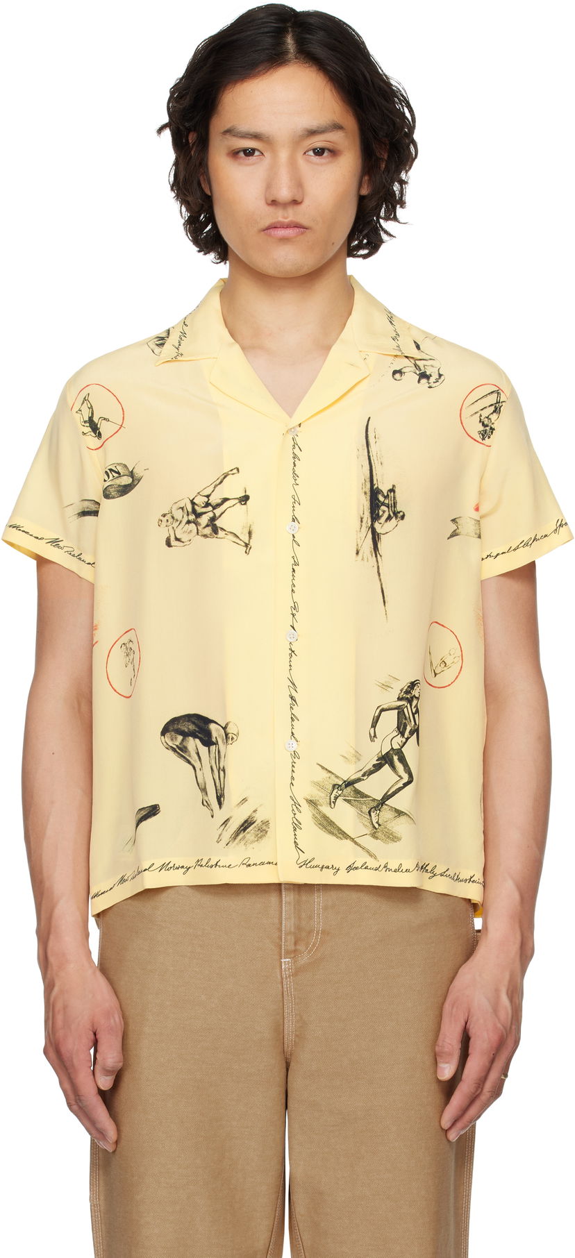 Skjorta Bode Bode Games Print Relaxed-Fit Camp Collar Shirt Gul | MRS25SH020