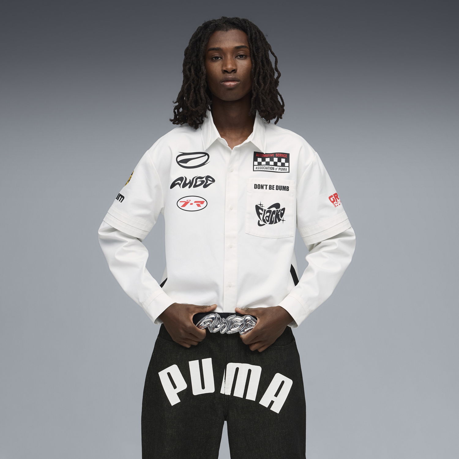 Bälten Puma A$AP ROCKY x PUMA AWGE Studded Rhinestone Buckle Belt Svart | 055008_01, 1