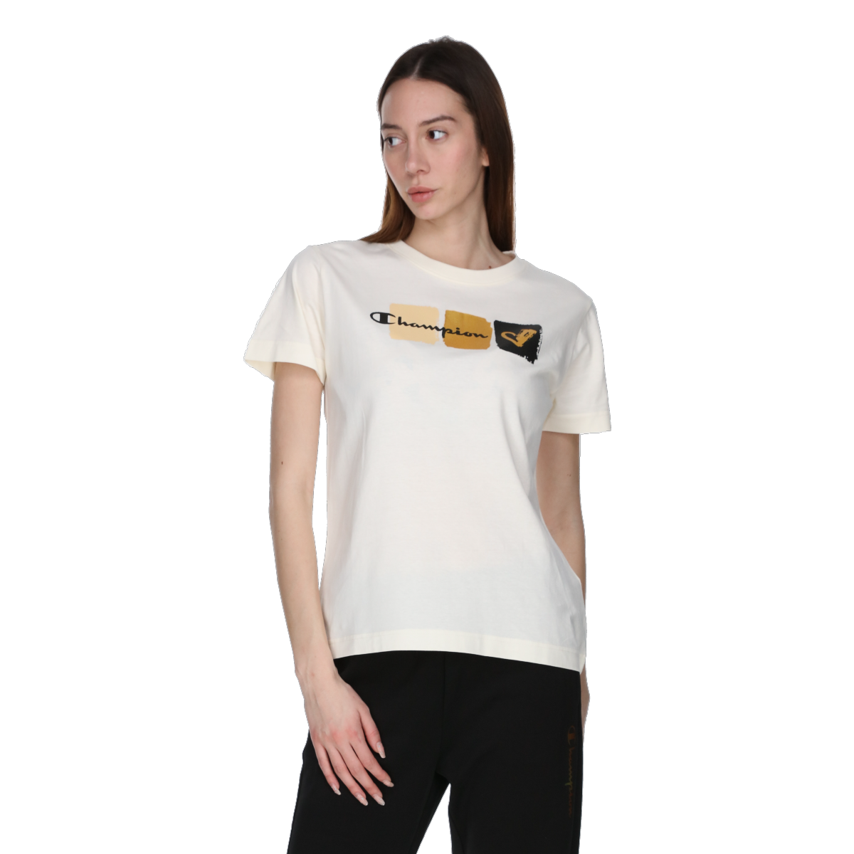 T-shirt Champion Color Block Graphic Crewneck T-Shirt Vit | 118296-WW011, 0