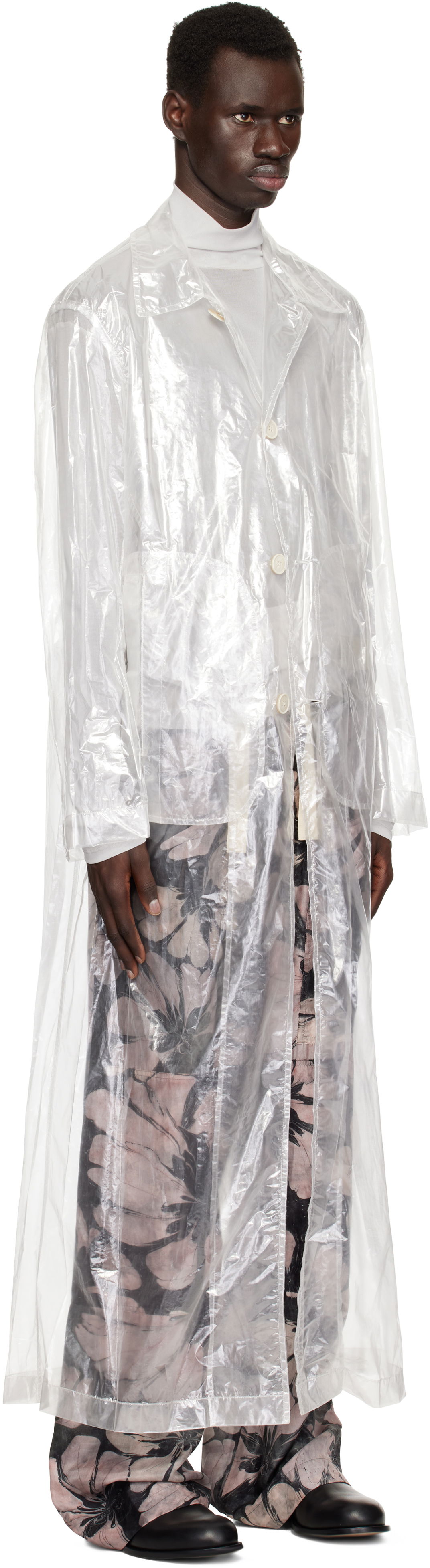 Regnrock Dries Van Noten Dries Van Noten Transparent Nylon Long Coat Vit | 251-020213-1257, 1