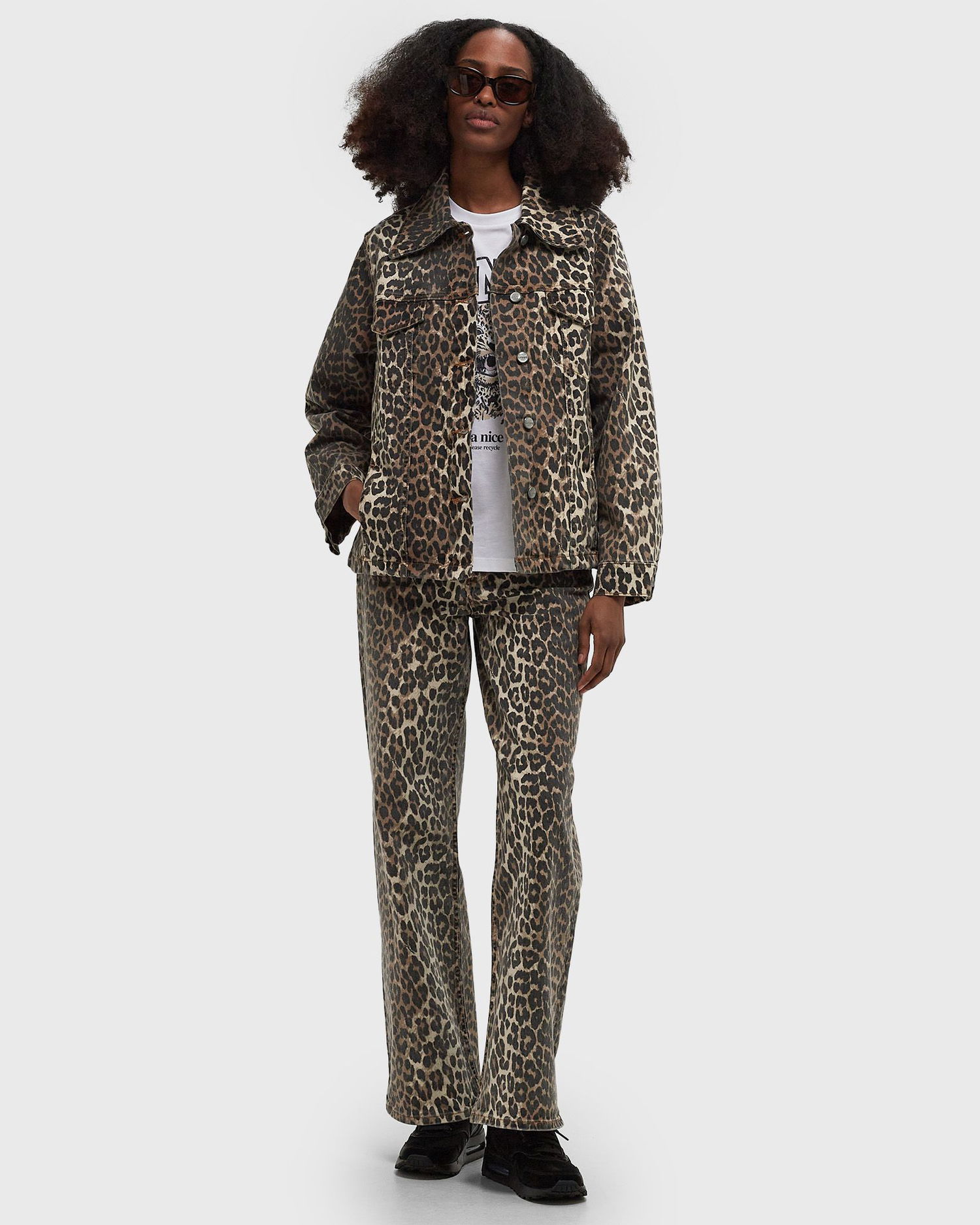Jacka GANNI Leopard Print Denim Grå | J1581, 1