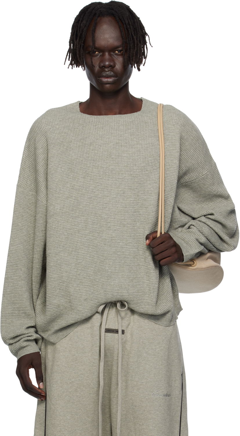 Sweatshirt Fear of God Fear of God ESSENTIALS Waffle Long Sleeve Crewneck Sweatshirt Grå | 192SP256165F