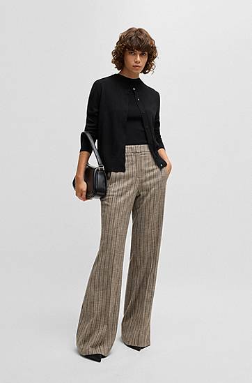 Sweater BOSS Merino Wool Button Cardigan Svart | 50492552, 1