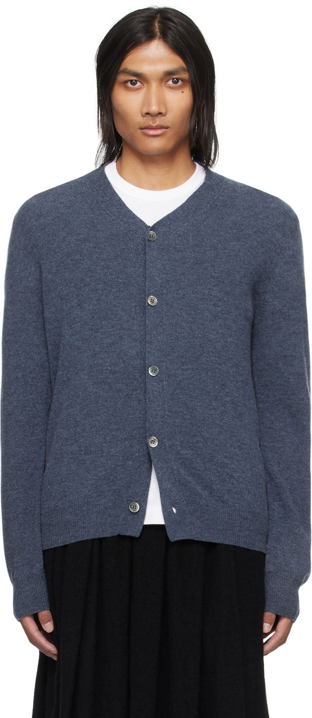 Sweater Comme des Garçons Heart Patch Cardigan Mörkblå | P1N092