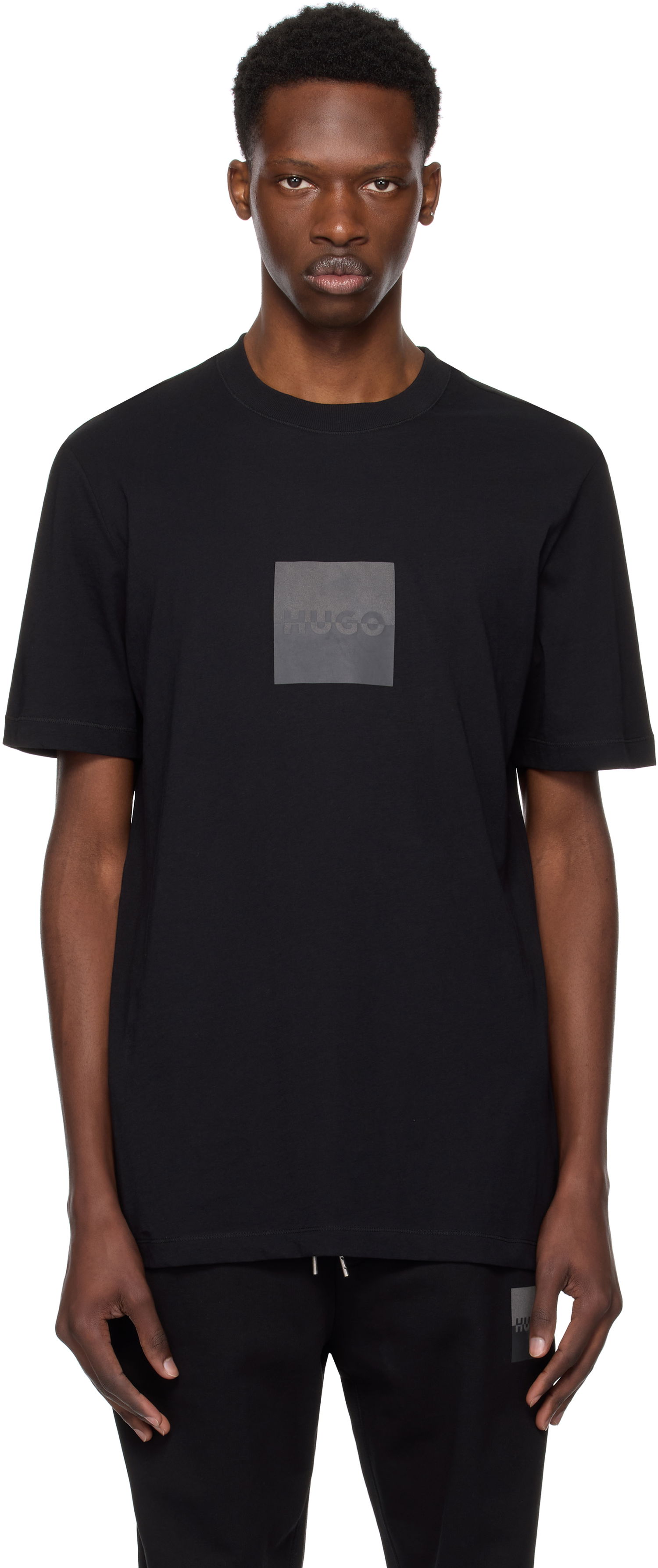 T-shirt BOSS Hugo Cotton Jersey Split Logo T-Shirt Svart | 50542784, 0