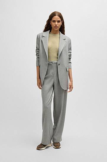 Sweater BOSS Slim Fit Wool Blend Ribbed Sweater Grön | 50519155, 1