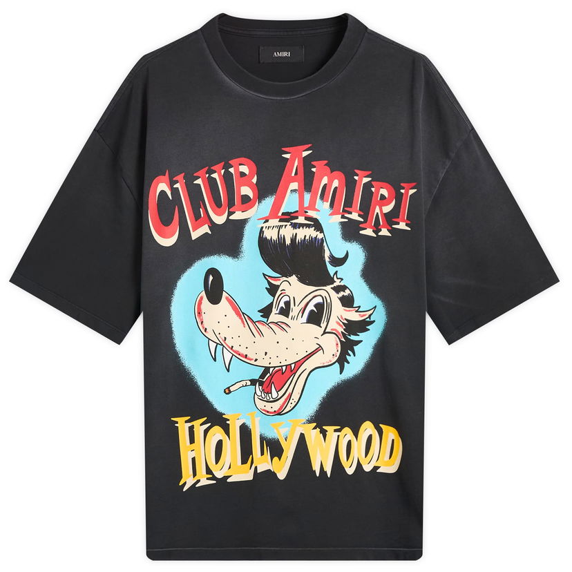 T-shirt AMIRI Amiri Club Wolf Oversized T-Shirt, Size Large Svart | AMJYTE1238-BLK