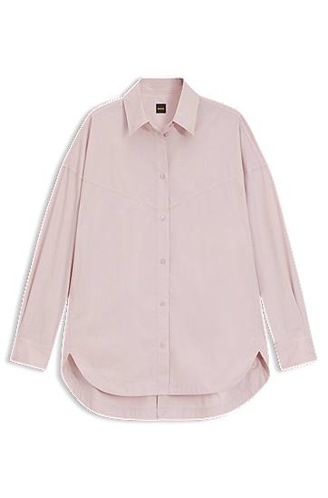 Skjorta BOSS Oversized Cotton Poplin Blouse Rosa | 50543546