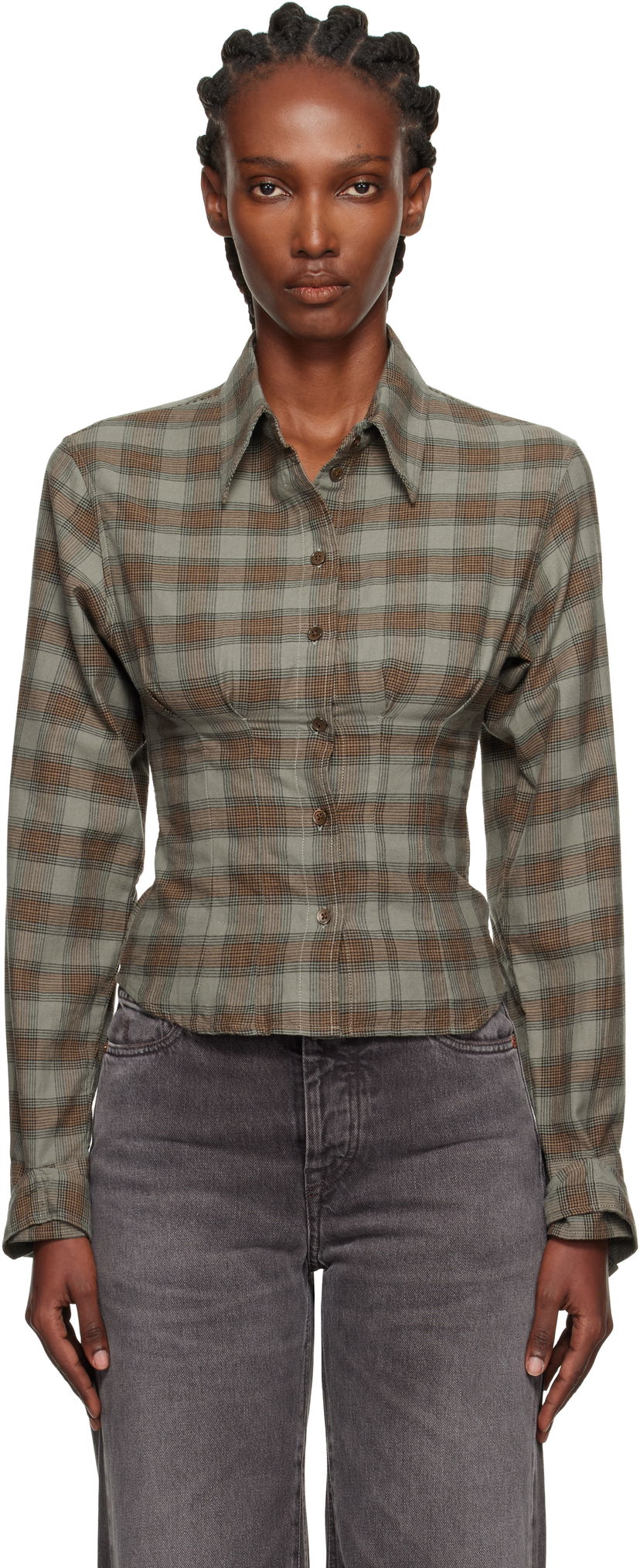 Skjorta OUR LEGACY Our Legacy Envelop Plaid Shirt Grön | W4252EI