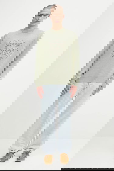 Sweater Drôle de Monsieur Drôle de Monsieur La Maille Slogan Tresses Wool Sweater Grön | H.PO191.WO023, 4