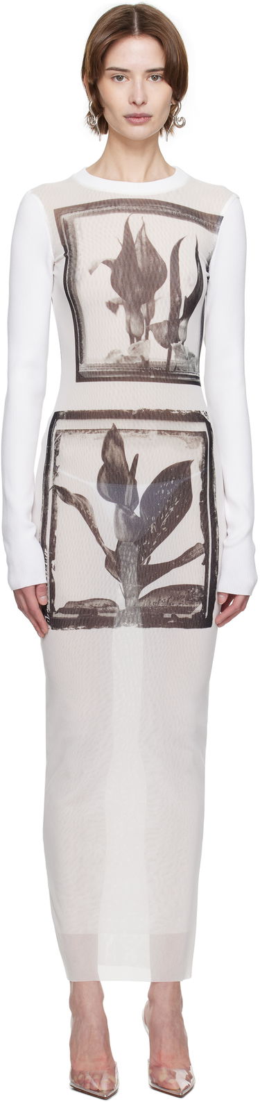 Klä Jean Paul Gaultier Jean Paul Gaultier Flowers Cadres Maxi Dress Vit | 25/33-F-RO359-T579-010200, 0