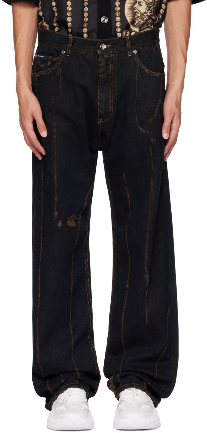 Jeans Dolce & Gabbana Black Wide-Leg Jeans Svart | GWVNXDG8JF0