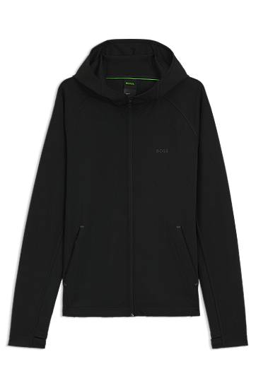 Sweatshirt BOSS Stretch Zip-Up Hoodie with Moisture Management Svart | 50531224