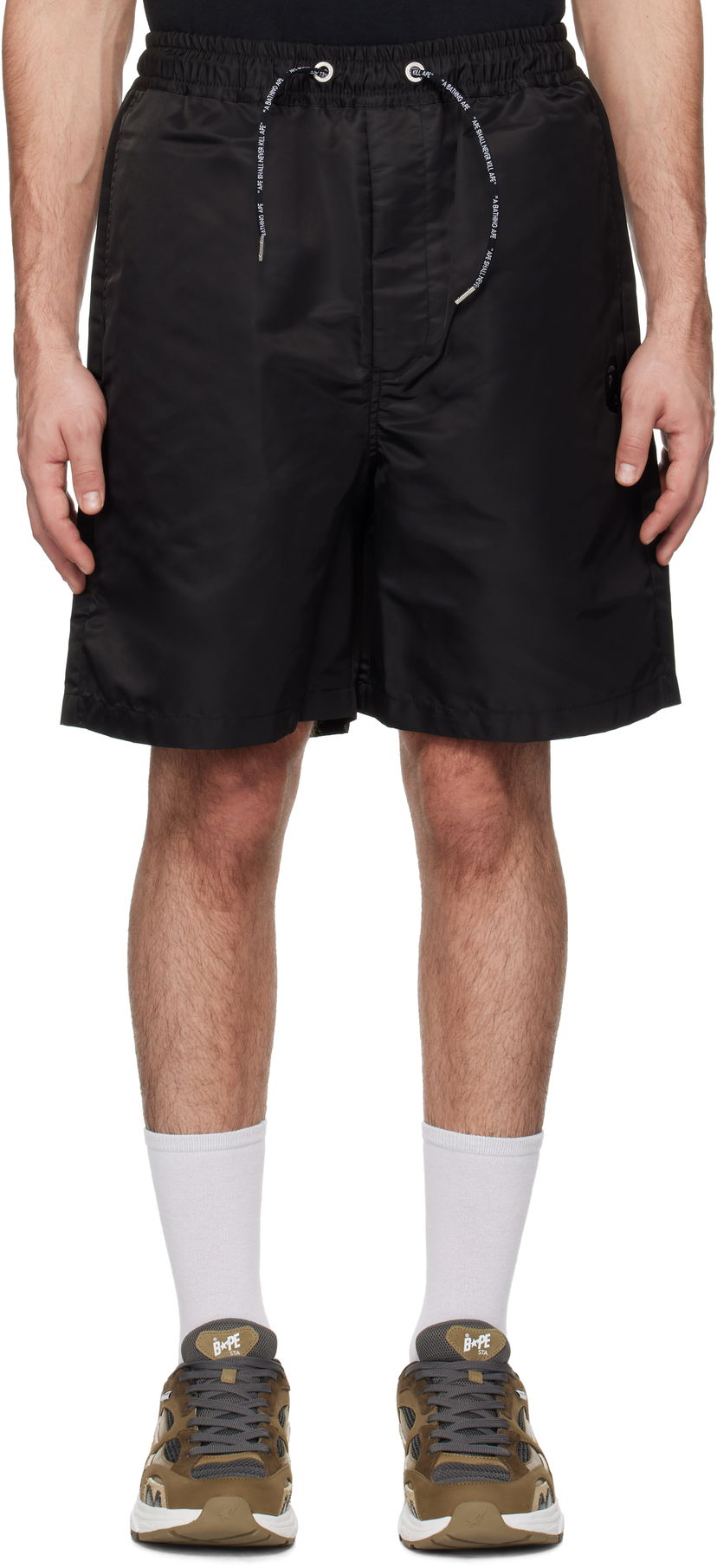 Shorts BAPE Ape Head Nylon Shorts Svart | 001SPK801301M