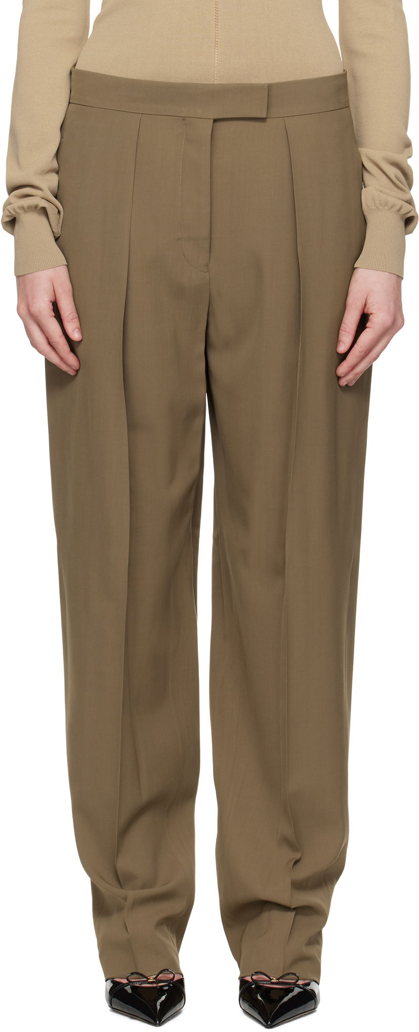 Byxor FERRAGAMO Ferragamo Inverted Pleats Trousers Grön | 782662