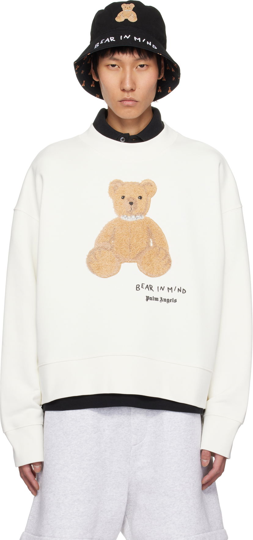 Sweatshirt Palm Angels Palm Angels 'Bear in Mind' Sweatshirt Vit | PMBA026S25FLE0030360