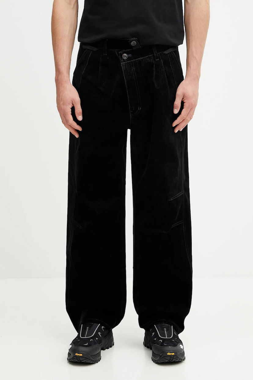 Byxor Andersson Bell Andersson Bell Crossover Carpenter Wide-Leg Velour Pants Svart | apa835m