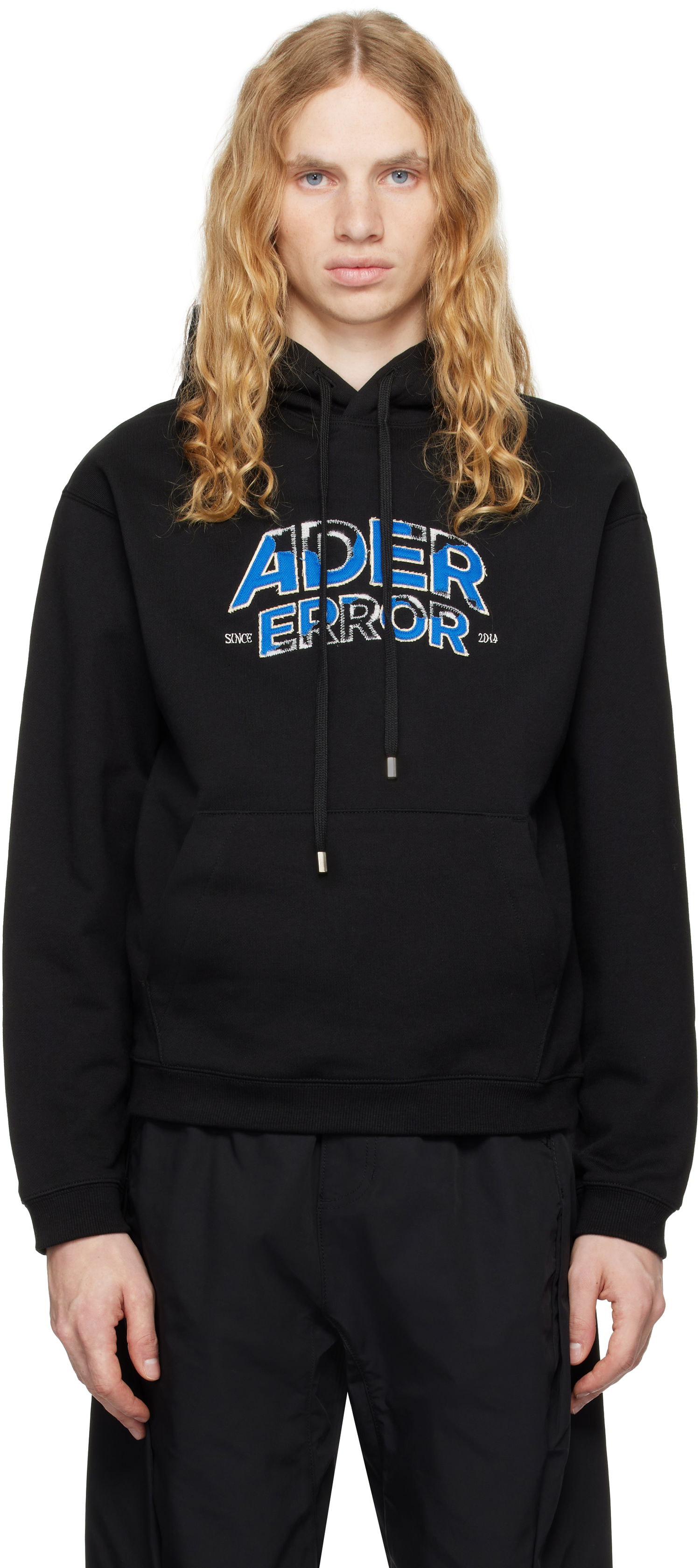 Sweatshirt ADER ERROR Distressed Logo Graphic Print Hoodie Svart | BN25FYHD0101BK, 0