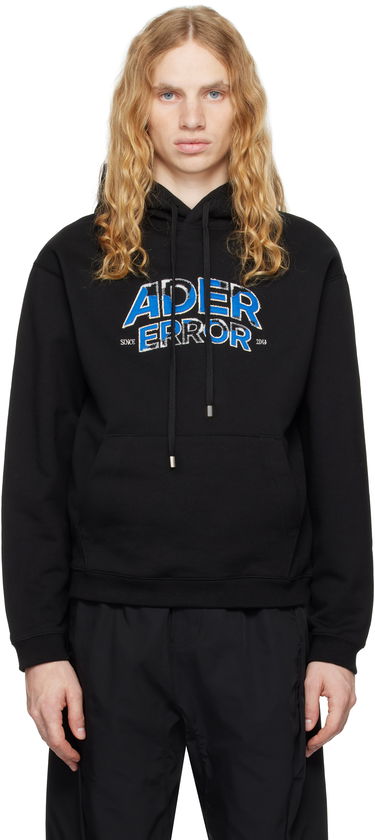 Sweatshirt ADER ERROR Distressed Logo Graphic Print Hoodie Svart | BN25FYHD0101BK, 0