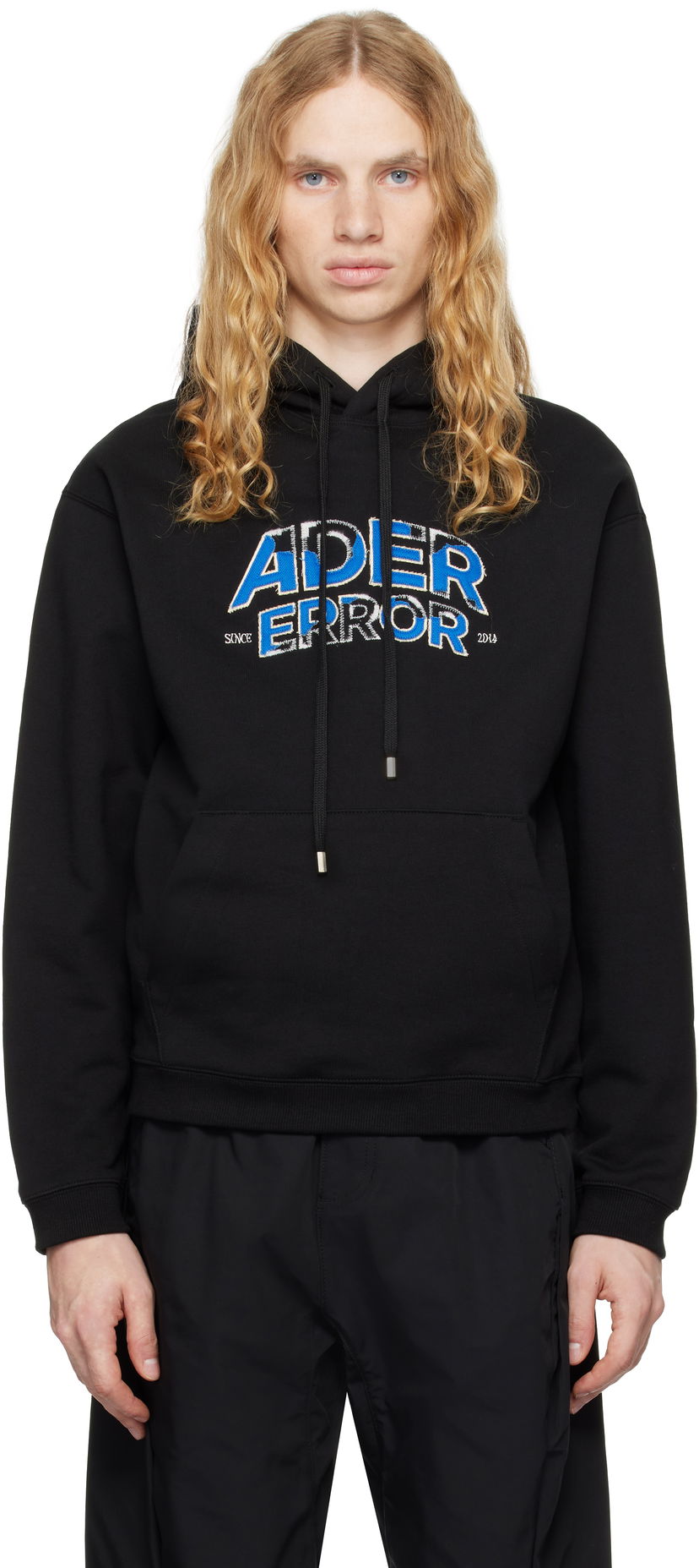 Sweatshirt ADER ERROR Distressed Logo Graphic Print Hoodie Svart | BN25FYHD0101BK