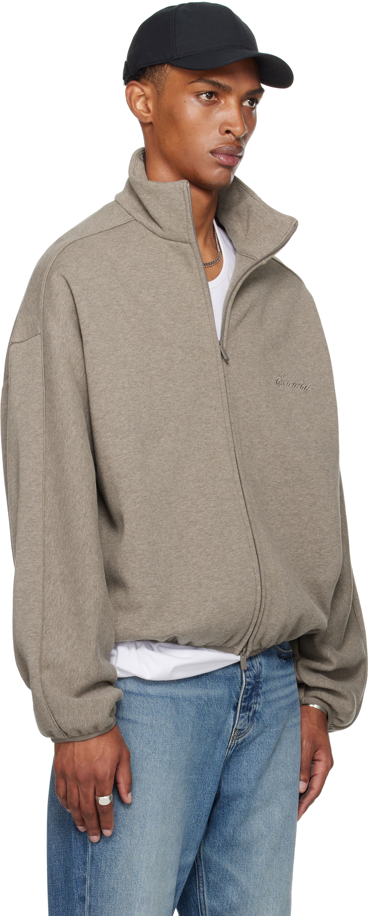 Jacka Fear of God Fear of God ESSENTIALS Modern Fit Fleece Track Jacket Grå | 202SP256893F, 1
