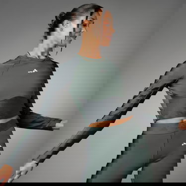 Crop top adidas Performance Hyperglam Shine Training Crop Long Sleeve Top Grön | IN6814, 0