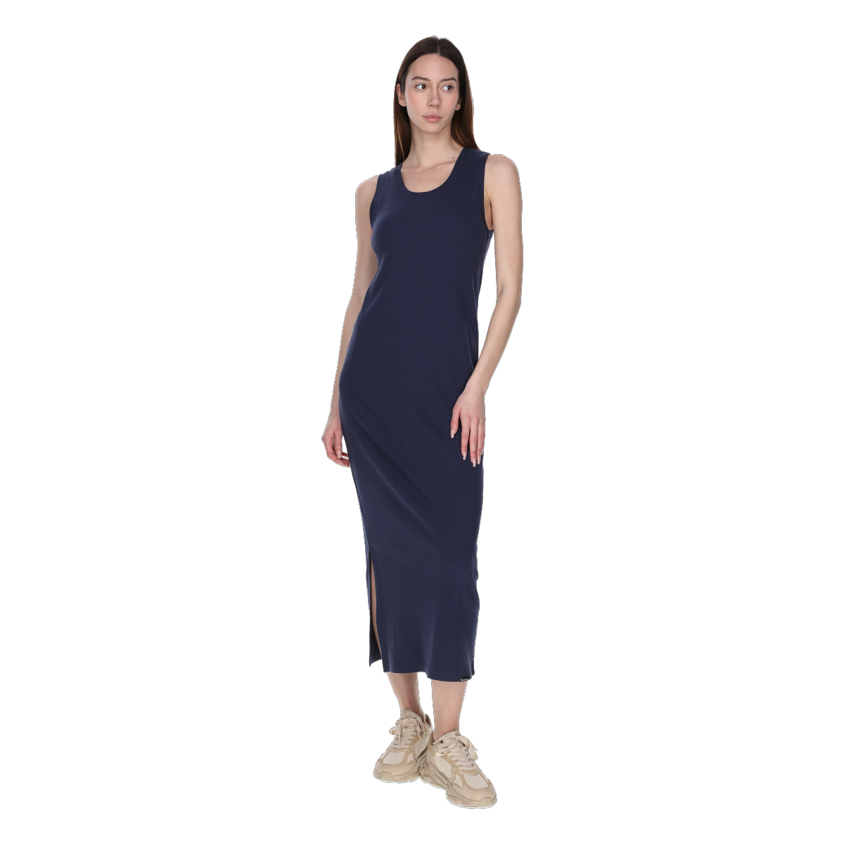 Klä Champion Sleeveless Ribbed Midi Dress with Slit Mörkblå | 118299-BS505, 0