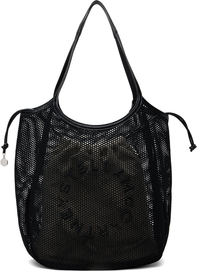 Tygpåse Stella McCartney Stella McCartney Logo Mesh Tote Svart | 7B0170WP0595