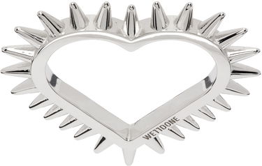 Ringa We11done We11done Small Spike Heart Ring Metallisk | WD-AJ1-23-502-U-SV, 0