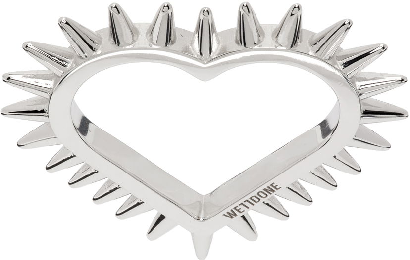 Ringa We11done We11done Small Spike Heart Ring Metallisk | WD-AJ1-23-502-U-SV