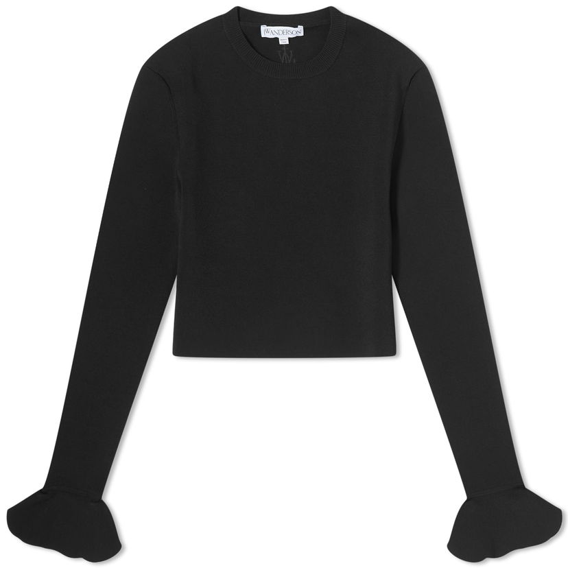 Sweater JW Anderson Cropped Ruffled Sleeve Jumper Svart | KW0949-YN0219-999