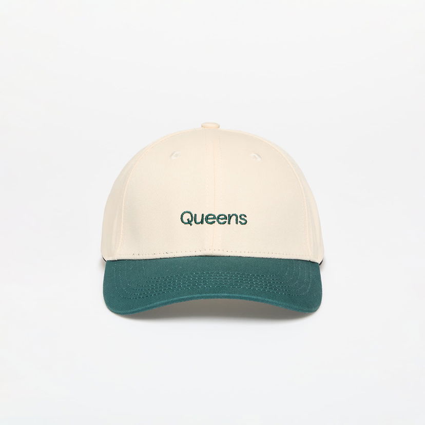 Keps Queens Cap Essential Two Color Cap Natural/ Forest Green Universal Beige | QNS_052