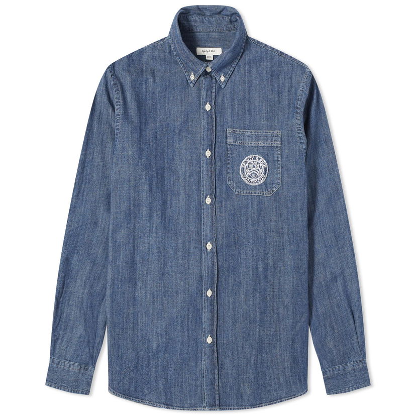 Skjorta Sporty & Rich Conneticut Crest Denim Shirt Mörkblå | STAW2314BD
