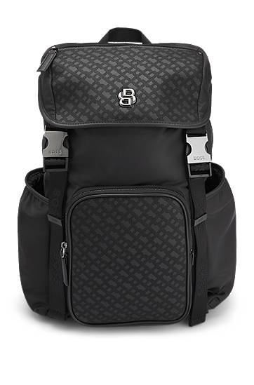 Ryggsäck BOSS BOSS Double B Monogram Twill Backpack Svart | 50548079