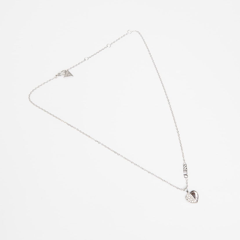 Halsband GUESS Lovely Guess Heart Pendant Necklace with Crystals Metallisk | JUBN03035JWRH-SILVER
