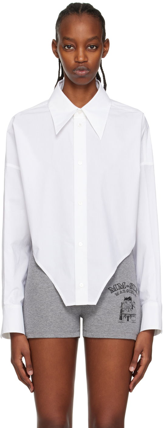 Skjorta Maison Margiela MM6 Maison Margiela Curved Hem Shirt Vit | S62DT0007 S47294
