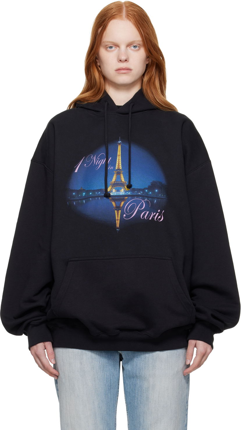 Sweatshirt VETEMENTS VETEMENTS 'Night In Paris' Oversized Hoodie Svart | UH76HD410B