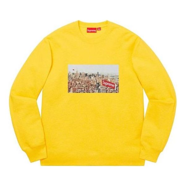 Sweater Supreme Aerial City View Graphic Sweatshirt Gul | SUP-FW20-274, 0
