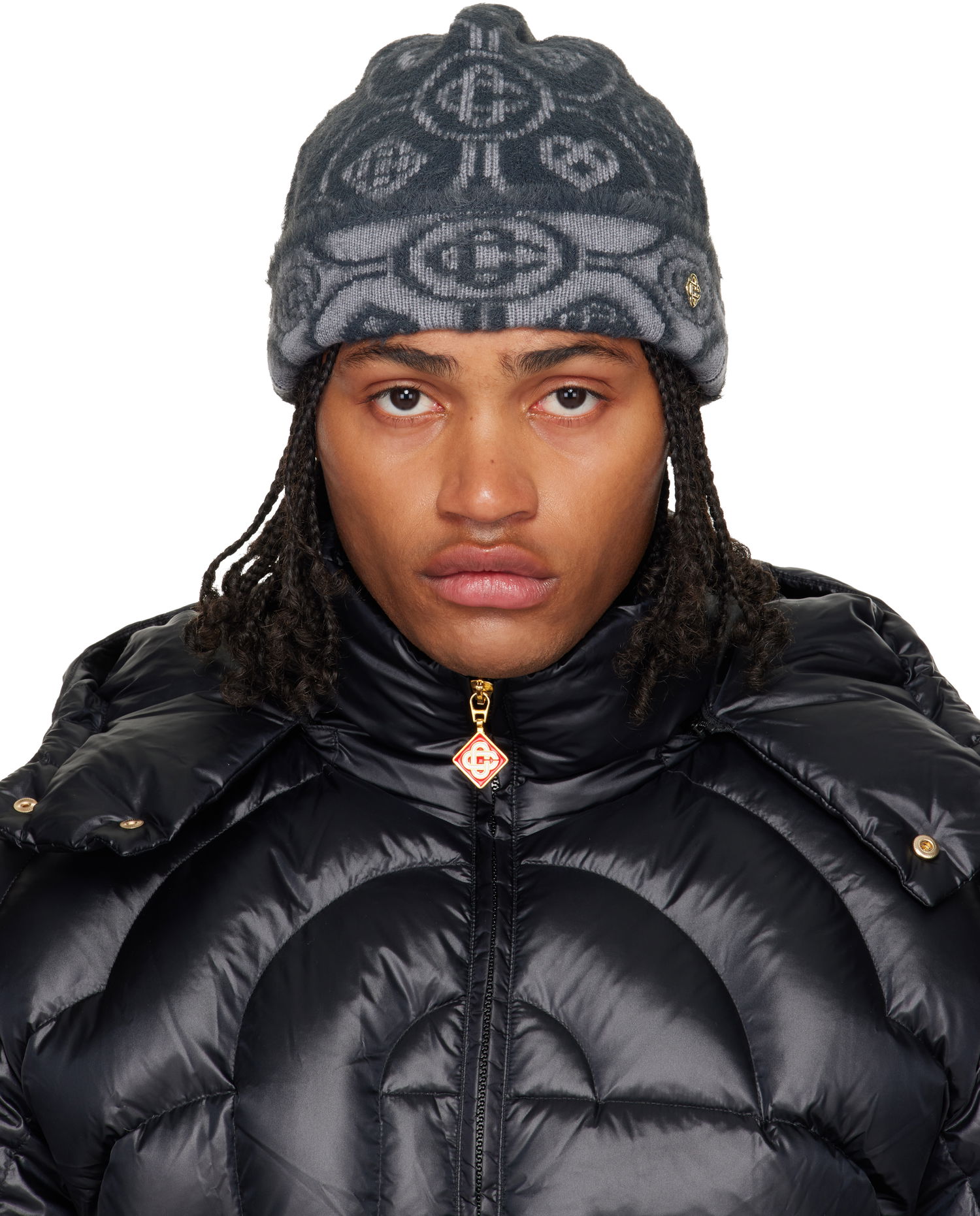 Mössa Casablanca Casablanca Fluffy Monogram Beanie Grå | A-AW25-HAT-096-01, 0