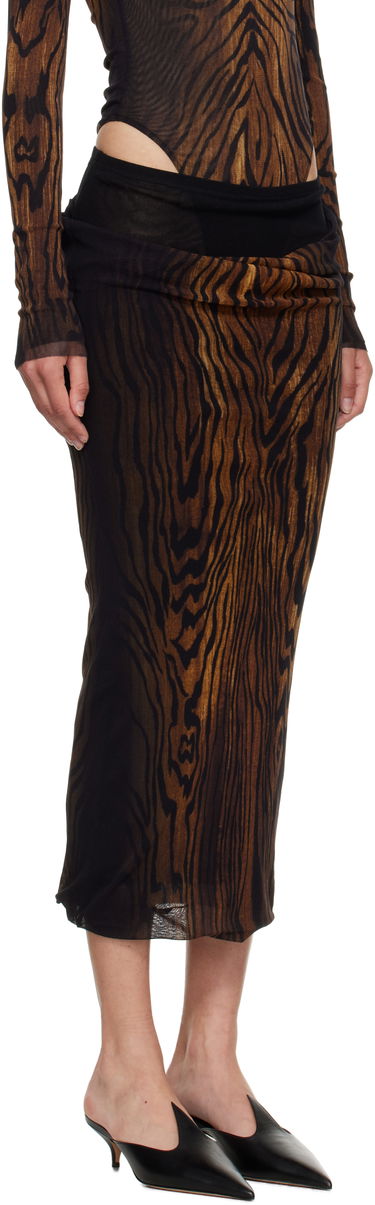 Kjol Jean Paul Gaultier Jean Paul Gaultier 'The Long Draped Wood' Midi Skirt Brun | 25/03-W-SK011-M002P-0060, 1