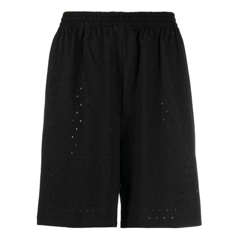 Shorts Balenciaga Perforated Elastic Waistband Shorts Svart | 674591TMVD41000