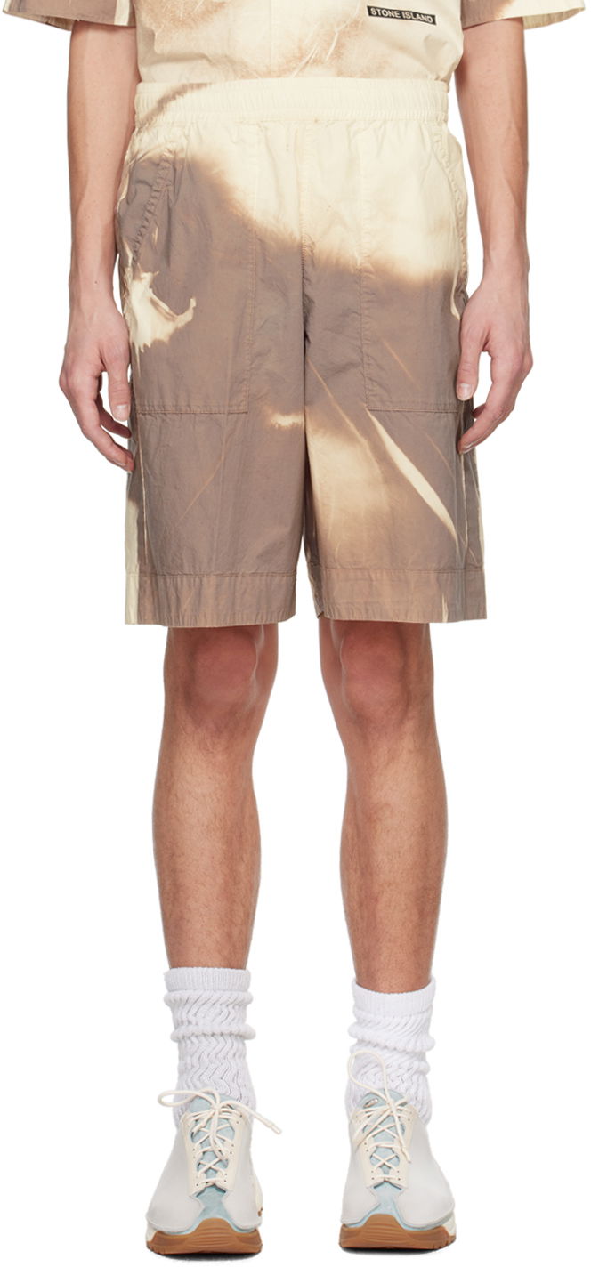 Shorts Stone Island Brown & Off-White Graphic Shorts Beige | 8015L0695, 0