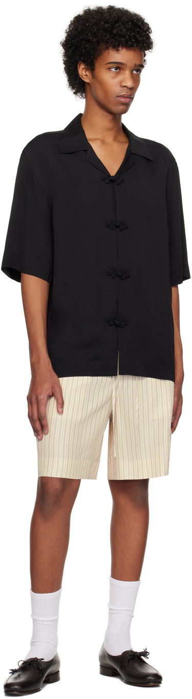 Skjorta Róhe Róhe Knotted Button Short Sleeve Shirt Svart | 314-19-083, 3